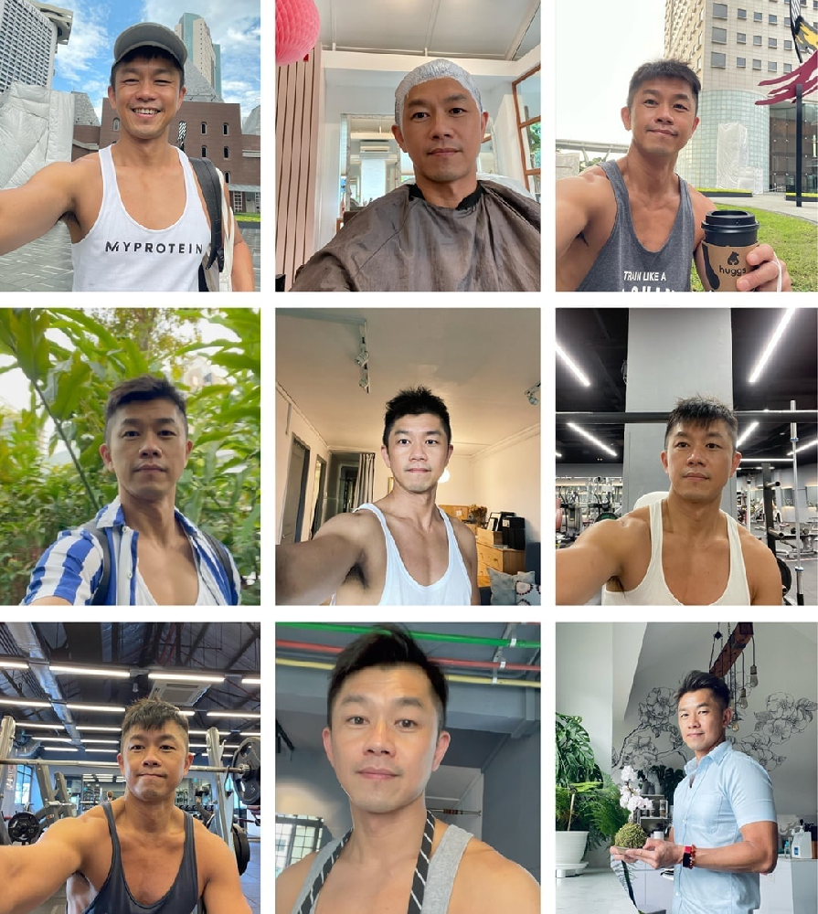 (编号Ma8)  #新加坡 男子 日常 健身 1155个照片视频207个《合适虚拟视频》有一个英文早上好的视频