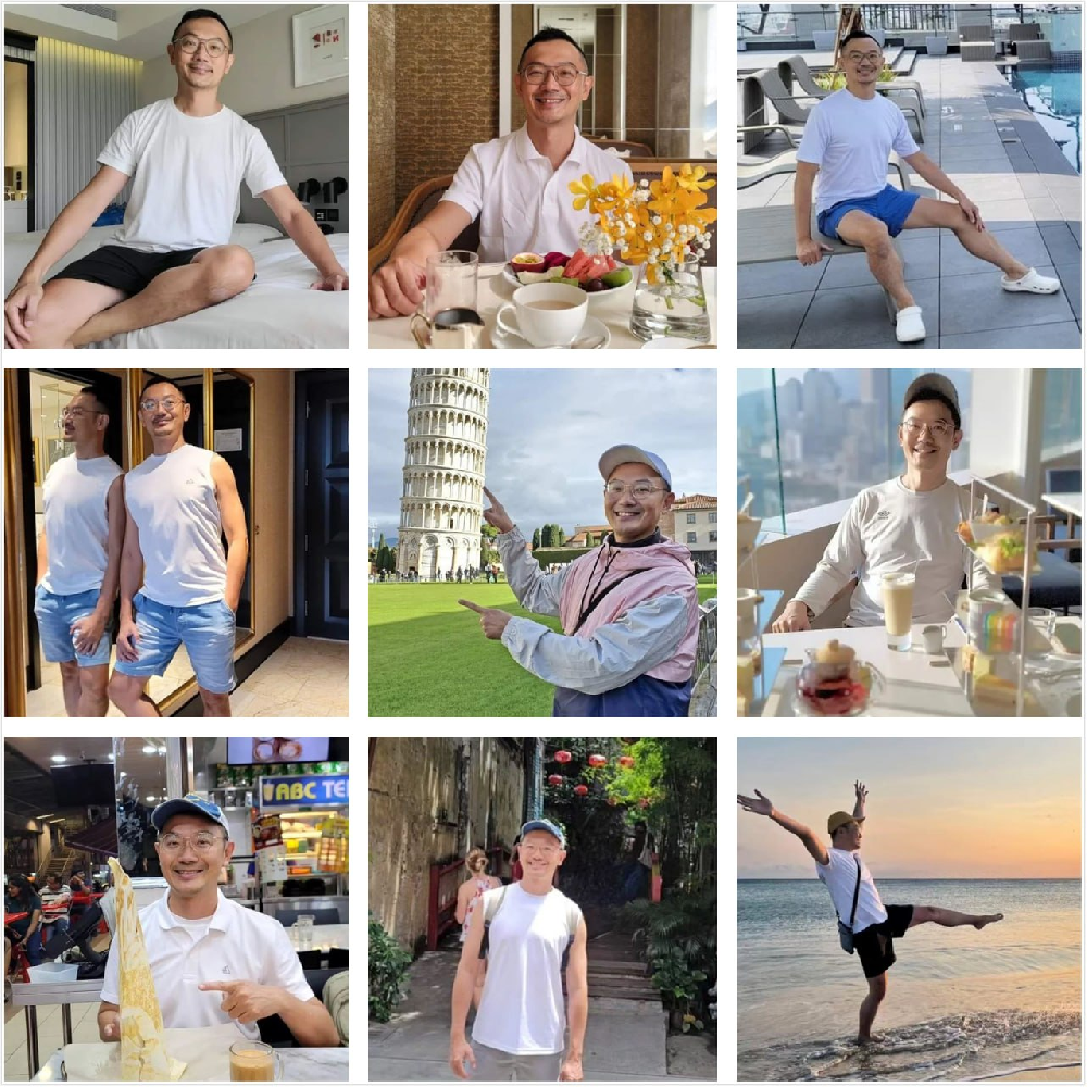 sg52 #台湾    中年大叔    生活日常   旅游多   自拍多   偏旅游 1075张照片   5个视频 带博主ig    后期可更新