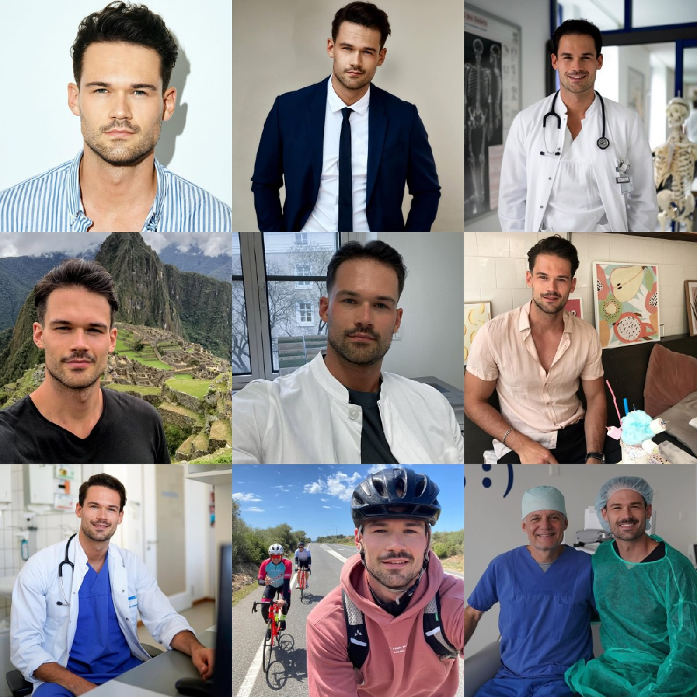 编号DD06  粉丝数量/曝光量:3w/低  素材简介：#德国   合适30至45岁人设  职业:医生  工作照  爱好 骑马 骑行 拳击 滑雪 正装 ，朋友合照，游玩照，个人日常素材分享   有规范的证件照头像  【图片798张  视频120个】   （带有IG持续更新）